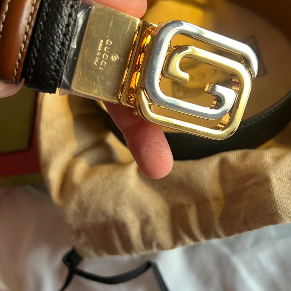 Belt with squared Interlocking G buckle - Picture 2 of 16